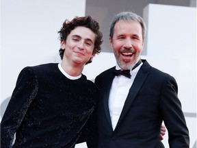 Dune star Timothee Chalamet and director Denis Villeneuve pose at the 78th Venice Film Festival.
