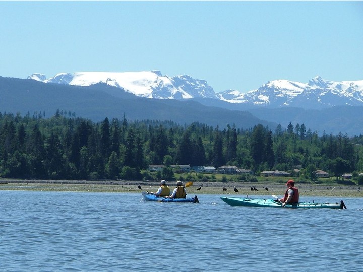  Sea kayaking in front of the Comox Glacier in 2007.