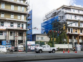 This odd property scenario on Southwest Marine Dr. is becoming more common in Metro Vancouver as realtors busily try to put together land assemblies for new condominium complexes by convincing a row of adjacent homeowners to sell. It's creating difficulties in some neighbourhoods.