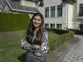 Youth activist and 'futurpreneur' Anjali Dhaliwal at her home in Surrey. Dhaliwal, a second-year business student at SFU, was Canada's youngest virtual attendee at the G20 YEA Summit in Italy last week