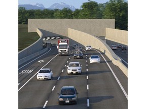 Rendering eines neuen achtspurigen Tauchröhrentunnels wird den George-Massey-Tunnel auf dem Highway 99 ersetzen. Foto bereitgestellt von der Regierung von BC