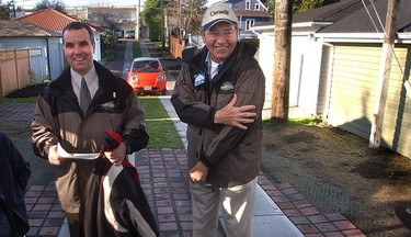 Vancouver Street Design Engineer Dave Desrochers and out-going mayor Philip Owen.