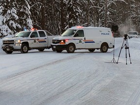 RCMP checkpoint on the Morice West Forest Service Road on Jan. 13, 2020, as tensions mount between five hereditary chiefs of the Wet'suwet'en Nation and a gas pipeline company.  Hazelton RCMP Staff Sgt. Darren Durnin says having to enforce injunction sin cases such as these undermine attempt by RCMP to build relationships with aboriginal communities.