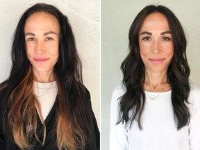 Nadia Albano gives 38-year-old former nurse Sara Goel a new look. On the left is Sara before her makeover, on the right is her after.