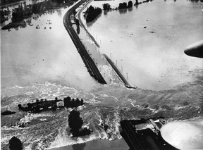 The Fraser River at Lake Hatzic near Mission on June 3, 1948 after a levee broke during the record-setting flood of 1948. Dave Buchan/Vancouver Sun