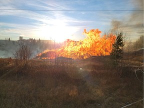 Quesnel fire chief Sly Gauthier shared photos on Twitter of a fire at a log storage yard in Quesnel.
