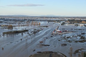 An aerial photo of the Sumas Prairie after flooding in 2021.