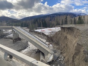 Permanent flood repair work on the Coquihalla Highway is expected to begin this summer and will be wrapped by end of year. The Coquihalla Highway at Juliet is pictured in this file photo from Nov. 17, 2021.