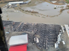 Coquitlam SAR images from our helicopter rescue crew Wednesday. Burned remains of the RV sales lot from the fire earlier in the day.