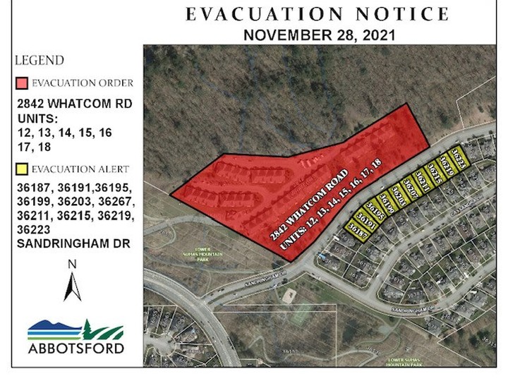  An evacuation order has been issued for 2842 Whatcom Rd. units 12, 13, 14, 15, 16, 17 and 18 due to a mudslide in the area.