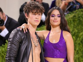 Shawn Mendes and Camila Cabello attend The 2021 Met Gala Celebrating In America: A Lexicon Of Fashion at Metropolitan Museum of Art on September 13, 2021 in New York City.