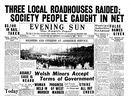 Le haut de la première page du Vancouver Sun du 15 novembre 1926, qui présentait un article sur un raid sensationnel sur trois 