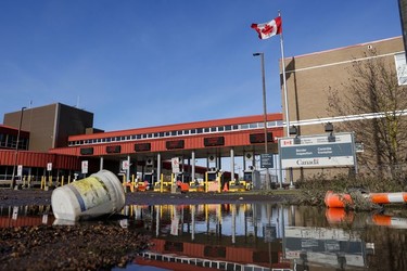 Remnants of flooding is pictured at the Canada Border Services Agency after rainstorms hit both British Columbia and Washington state causing flooding on both sides of the border, in Sumas, Washington, U.S. November 17, 2021.
