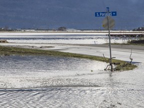 South side of Highway 1 between Abbotsford and Chilliwack post-flood.