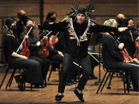 Dennis Thomas of the Tsleil-Waututh First Nation performs the Eagle Dance during the VSO School Concert performance of Carnival of Our Animals at the Orpheum Theatre in Vancouver on Oct. 28.