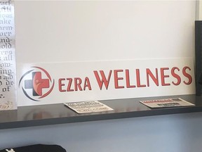 Photo signs at Ezra Wellness in Kamloops, B.C. Ezra Wellness opened at 552 Tranquille Road, Kamloops, B.C. The landlord evicted the business one week after opening. Photo credit: Radio NL.