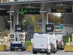 There was no wait to get across the border into the U.S. at the Peace Arch crossing at mid-day on Monday.