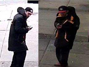 Vancouver police released these photos of a suspect wanted in connection with a car theft from the Downtown Eastside, which occurred while a mother and her baby were sleeping in the vehicle.