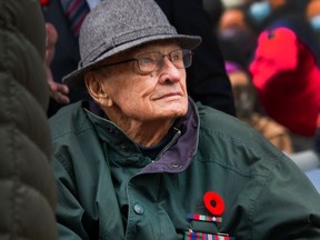 97yr old Veteran Clifford Anton at the Chinatown Memorial Plaza for Remembrance Day in Vancouver, BC, November 11, 2021.