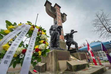 Remembrance Day ceremony at the Chinatown Memorial Plaza in Vancouver on Nov. 11, 2021.