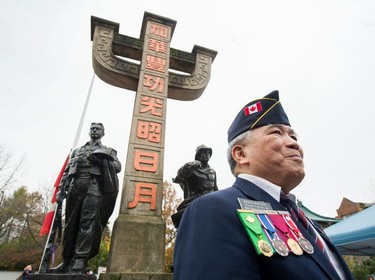 Kelly Kwong at Remembrance Day ceremony at the Chinatown Memorial Plaza in Vancouver, Nov. 11, 2021.