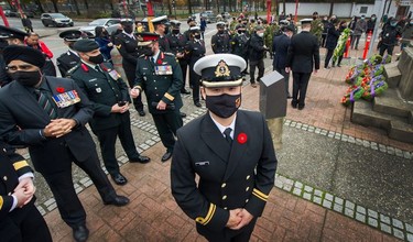 Remembrance Day ceremony at the Chinatown Memorial Plaza in Vancouver on Nov. 11, 2021.