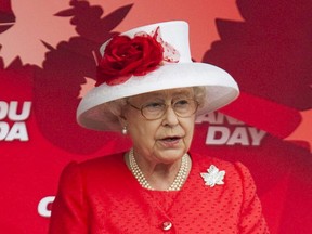 Queen Elizabeth II delivers a speech during Canada Day celebrations in Ottawa on her last state visit in 2010.