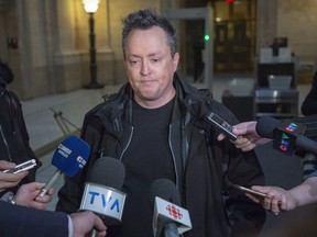 Comedian Mike Ward speaks to reporters at the Quebec Appeal Court in January 2019 in Montreal.
