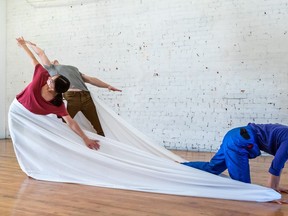 Rachel Maddock, Damian Kai Norman and Hana Rutka will be performing the Maddock choreographed piece Proximity for the Open Stage 2 program on Jan. 9, 2022 at the Scotiabank Dance Centre. Proximity is one of six short dance pieces set to be presented. Photo: Andi McLeish