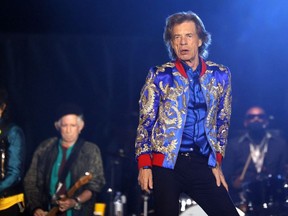 Singer Mick Jagger of The Rolling Stones performs during a stop of the band's No Filter tour at Allegiant Stadium on November 6, 2021 in Las Vegas, Nevada.
