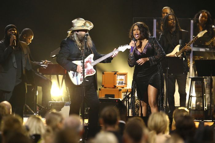  Chris Stapleton and Jennifer Hudson perform during the 55th Annual Country Music Association Awards at Bridgestone Arena on Nov. 10, 2021 in Nashville, Tenn.
