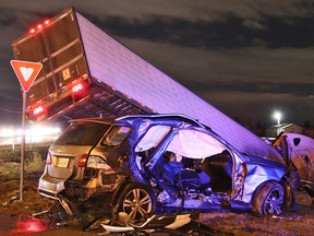 A crash between a tractor-trailer and SUV at Highway 15 and 88th Avenue on Dec. 4, 2021, left two people with minor injuries.