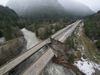 The Coquihalla Highway pictured just three days after extreme rains washed out the roadway in 20 places.