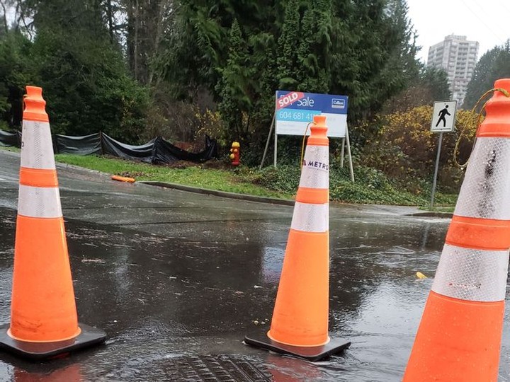  A sewage spill into Stoney Creek, a tributary of the Brunette River that runs along the Coquitlam-Burnaby border.