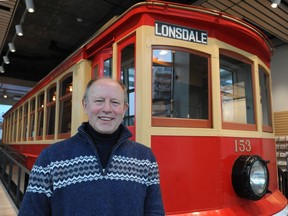 MONOVA director Wesley Wenhardt with a restored streetcar that used to run up-and-down Lonsdale.