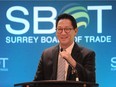 SURREY, BC., December 14, 2021 - UBC President and Vice-Chancellor Dr. Santa J. Ono in action at the Surrey Board of Trade in-person for his first keynote address to Surrey's business community outlining how how UBC will be an economic development and workforce asset to Surrey, along with an update on their development plans in Surrey, BC., December 14, 2021.

(NICK PROCAYLO/PNG)





00066303A [PNG Merlin Archive]