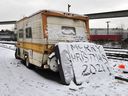 An RV parked on Vernon Drive as Environment Canada issued an Arctic exit warning that forecasts sub-zero temperatures for the next ten days, in Vancouver, British Columbia, December 27, 2021.