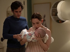 Joe (Penn Badgley, left) and Love (Victoria Pedretti) try to make marriage work in "You."
