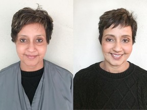 Nimeera Shamji is a 53-year-old general manager of a long term care facility, who is recovering from chemotherapy treatment and wanted a new look to start the year with a fresh perspective. On the left is Shamji before her makeover, on the right is her after.