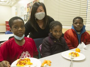 Mary Jane Shannon Elementary principal Linda Chau during the school's Breakfast Club program.