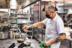 Chef Mark Perrier in the Carlino kitchen.