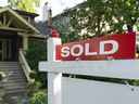 A sold out sign outside a home in Vancouver, as real estate sales hit another all-time high in 2021.