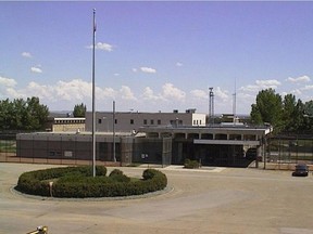 The front gates of Drumheller Institution.