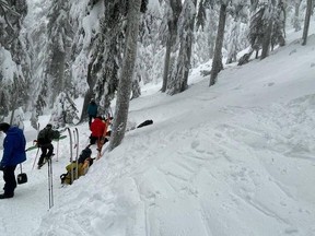 North Shore Rescue were called out on Monday, Jan. 3, to rescue a skier who had sustained a broken leg in an avalanche on Hollyburn Mountain near the Cypress Mountain Resort.