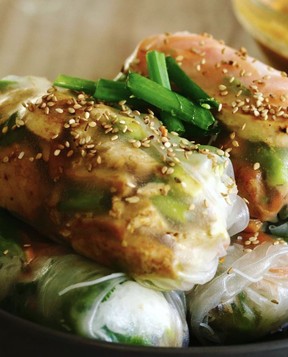 Aria and Merle's vegan spring rolls.