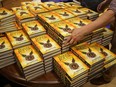 Piles of the new Harry Potter script book "Harry Potter and the Cursed Child Parts One & Two" are pictured inside Waterstones bookshop on Piccadilly in central London early in the morning of July 31, 2016.