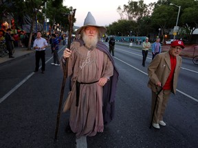 A man dressed as the character Gandalf the Grey from "Lord of the Rings" participates in the West Hollywood Halloween Costume Carnaval October 31, 2013.
