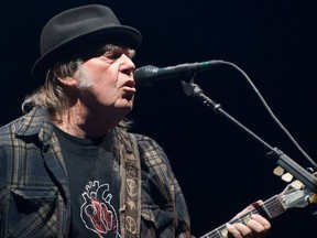 Neil Young performs in Quebec City on July 6, 2018.