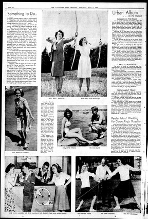 Mary McAlpine was often featured in the society pages of Vancouver’s newspapers while she was growing up. This photo of her shooting a bow ran in the July 7, 1945, Province.