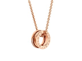 B.zero1 New Wave necklace, by BVLGARI in pink gold with demi-pave diamond, $6,650.